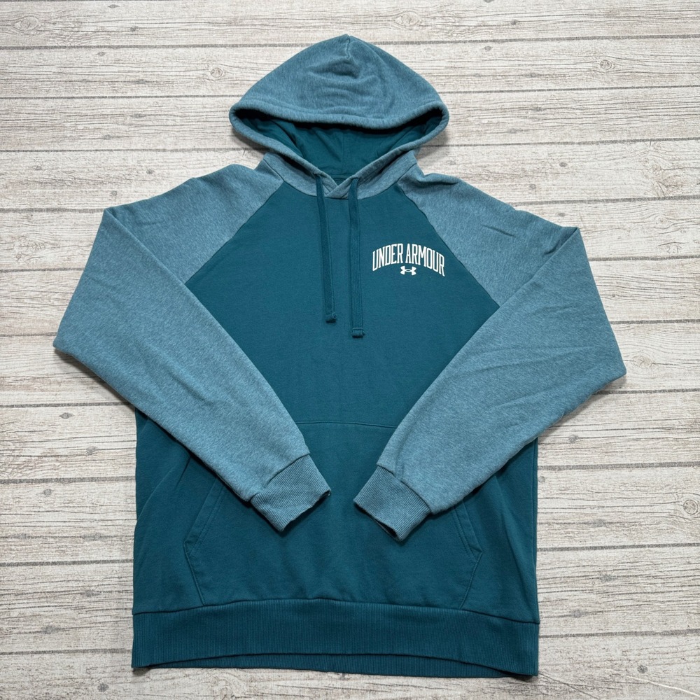 Under Armour Hoodie Men's Medium Blue Loose Raglan Sleeve Pullover Activewear